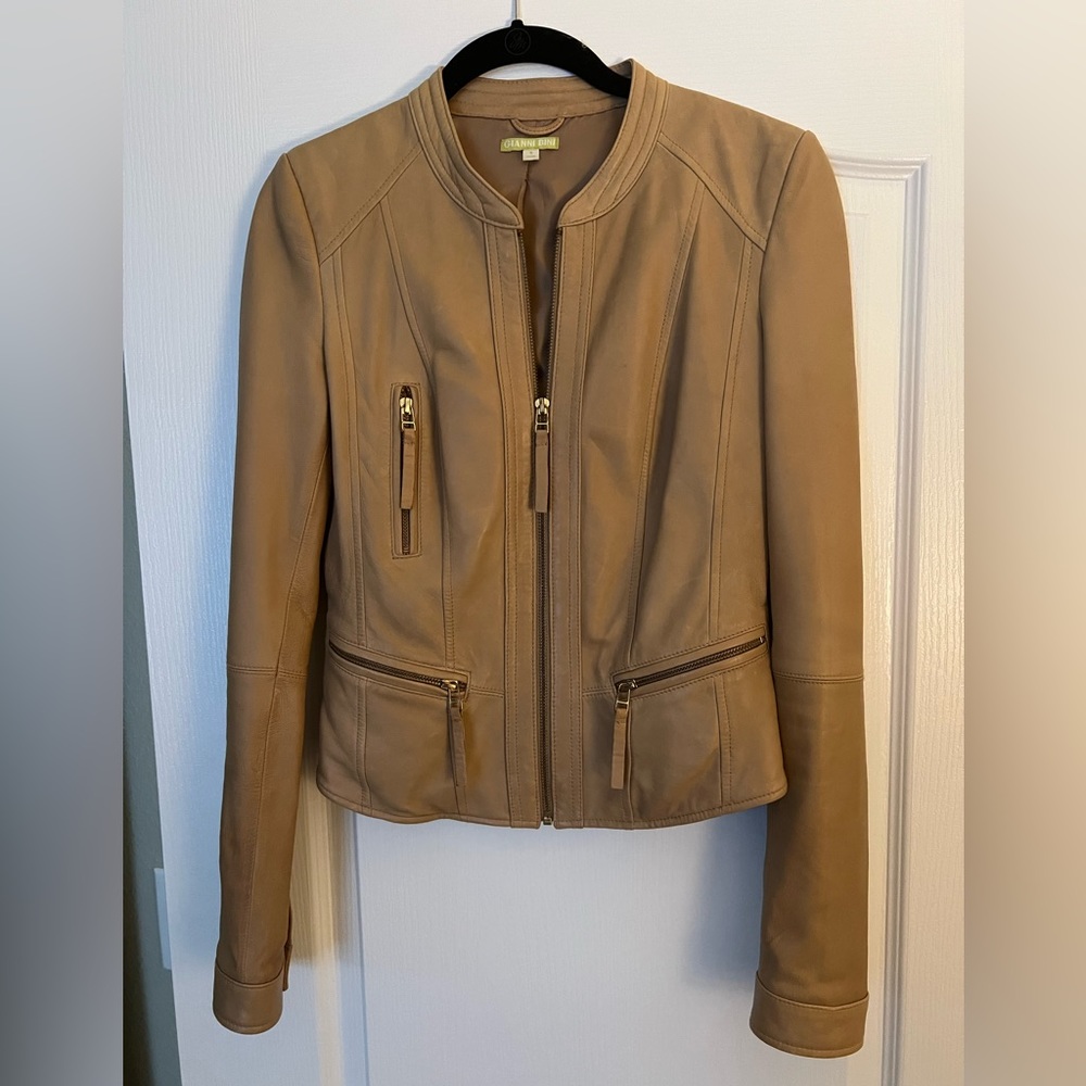 Gianni Bini Tan Leather Jacket